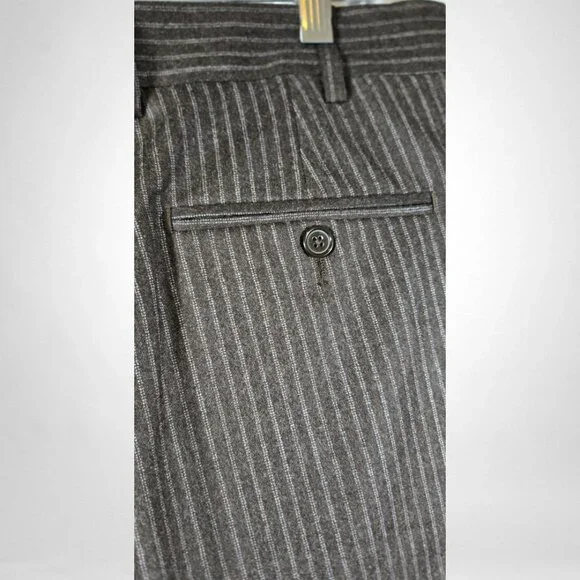 David Bishop NWT W34 X L30 Men's Black Pinstripe Dress Pants Made in Italy - Picture 7 of 14